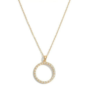 NEW Dainty Chain Link Necklace Featuring Cubic Zirconia Circular Pendant